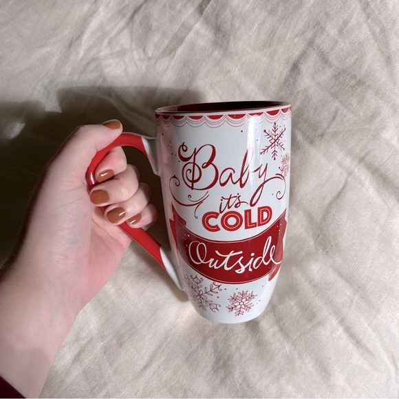 Baby It’s Cold Outside Christmas Themed Holiday Red and White Ceramic Mug 17oz. - Picture 3 of 5